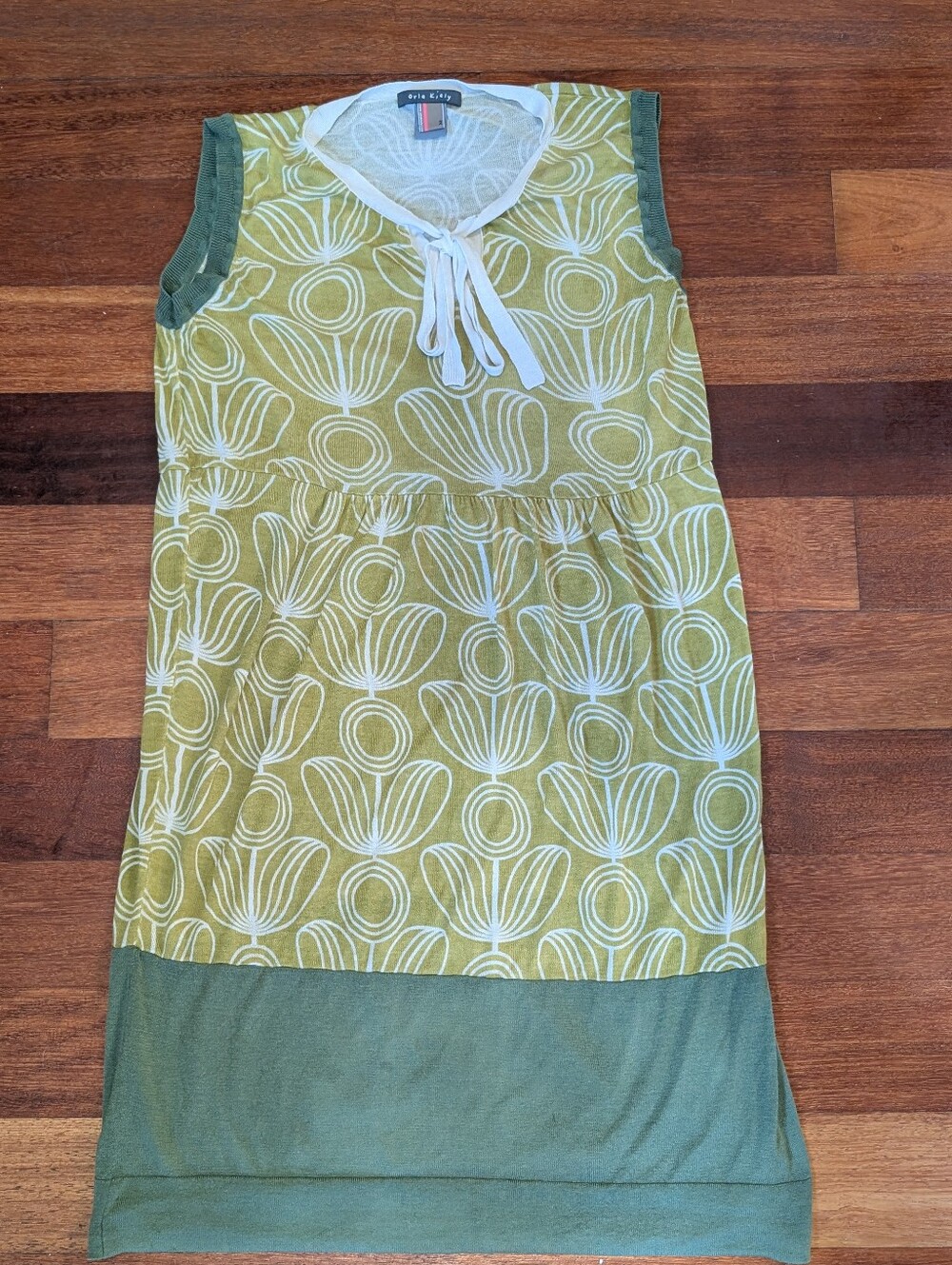 Orla Kiely Chartreuse Green Floral Silk Cotton Dress